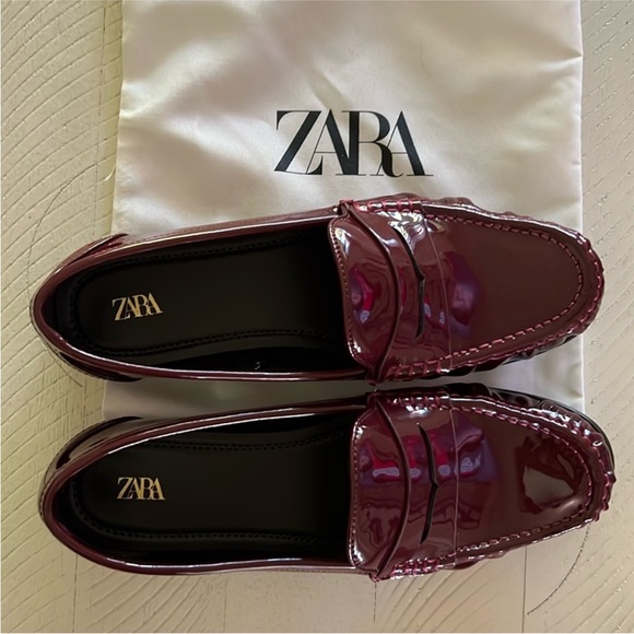Zara Shoes - Zara wine patent loafers